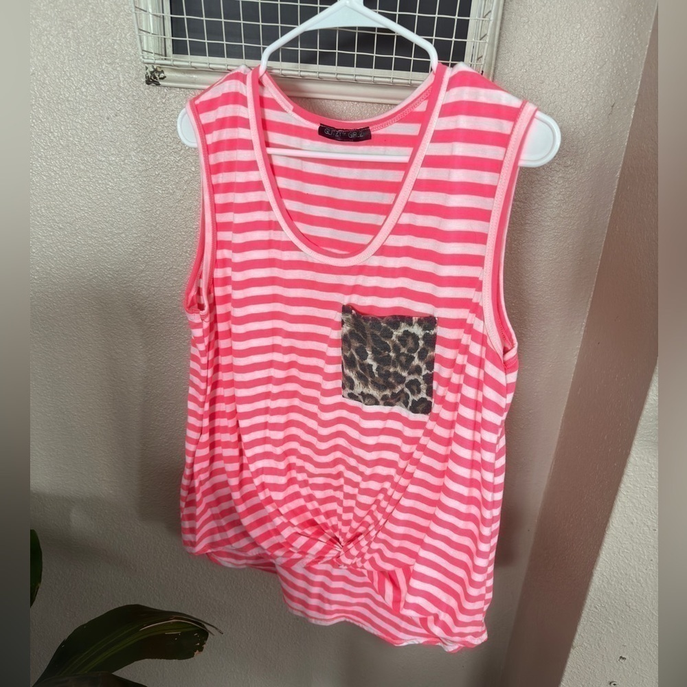 Glitzy girls hot pink cheetah print tank top